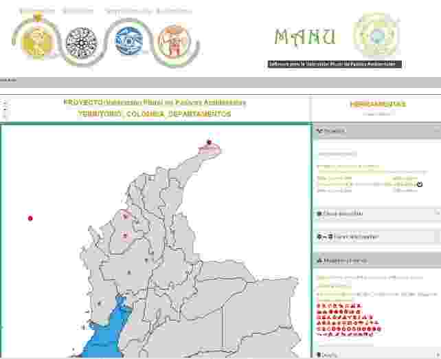A screenshot of the MANU platform, showing data and information about different regions